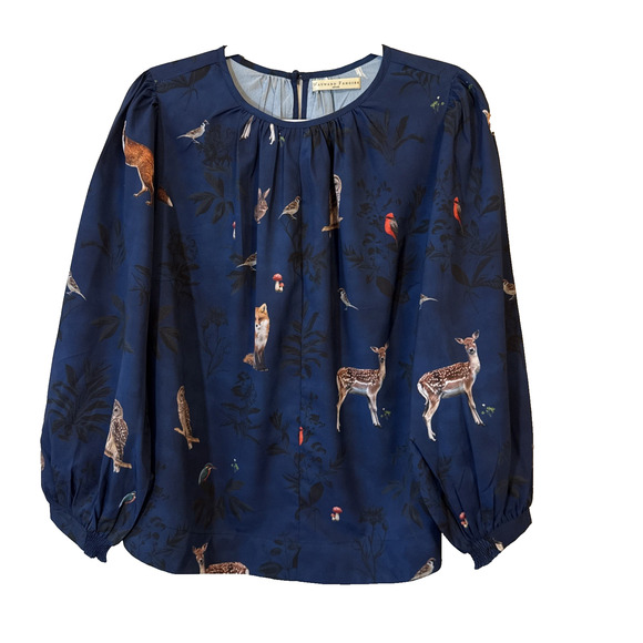 Wayward Fancies EShakti Womens L Fairy Blouse Woodland Whimsical Animal Mushroom - Picture 1 of 11